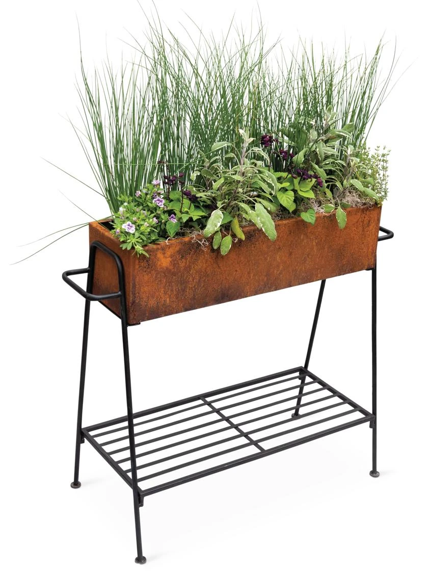 Rectangular Corten Planter And Stand - Image 2